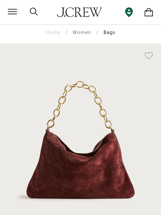 J. Crew Handbags - J. Crew Burgundy Berkeley Suede Shoulder Bag with Gold Chain Handle excellent